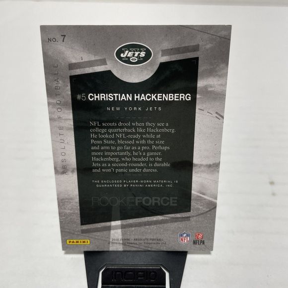 Christian Hackenberg Rookie Patch Card, #7 2016 Panini Absolute Patch NY Jets - Picture 4 of 6